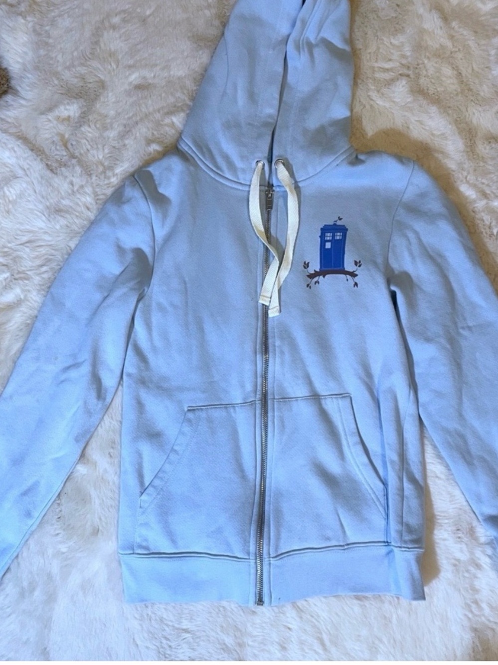 Doctor Who Dr Hoo Owl TARDIS Hoodie Threadless 11 Doctors Zip Up XS Rare - Picture 6 of 8